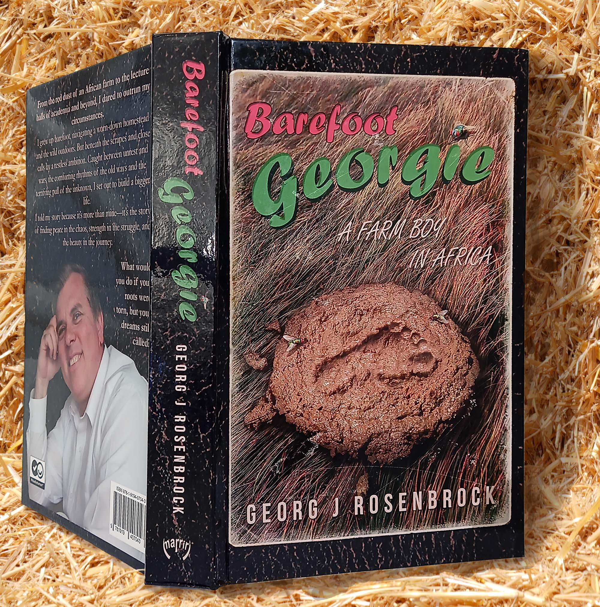 Barefoot Georgie book cover, a South African coming-of-age memoir about rural life and family legacy.